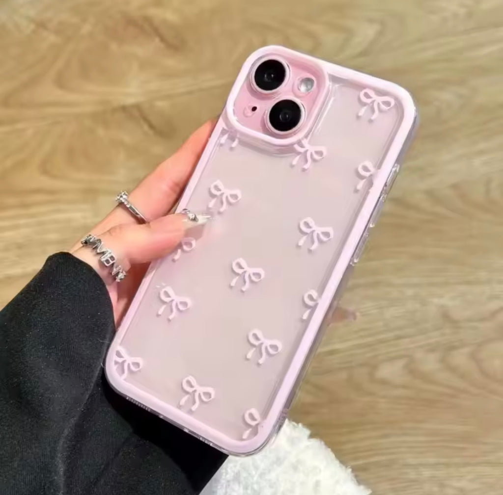 Coque Transparente avec nœud papillon Rose