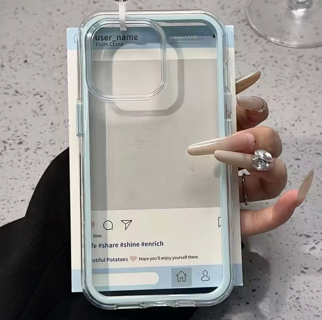 Coque Transparente avec cadre Bleu Clair