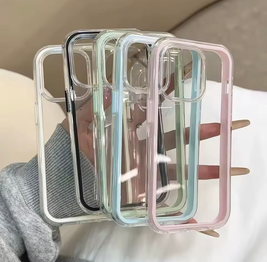 Coque Transparente avec cadre Bleu Clair