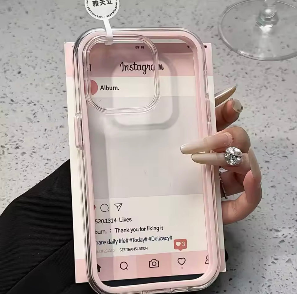 Coque Transparente avec cadre Rose