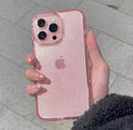 Coque souple transparente à paillettes roses