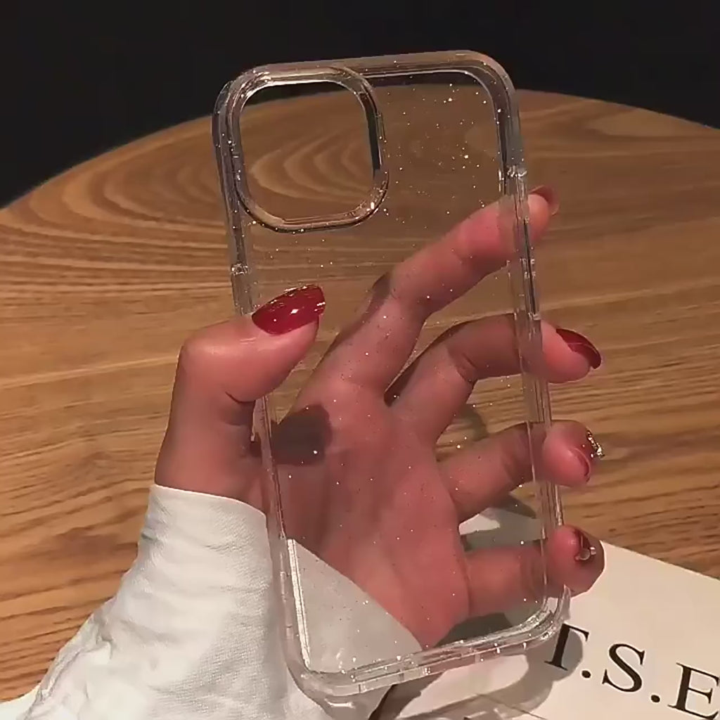 Coque transparente à paillettes